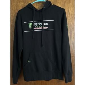 Monster Energy Pro Circuit Black Graphic Hoodie Sz L Thick Hooded Sweatshirt